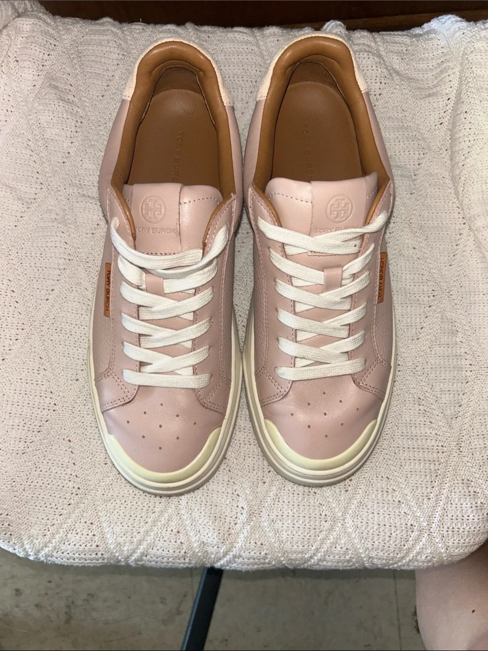 Tory Burch Blush Leather Platform Sneakers